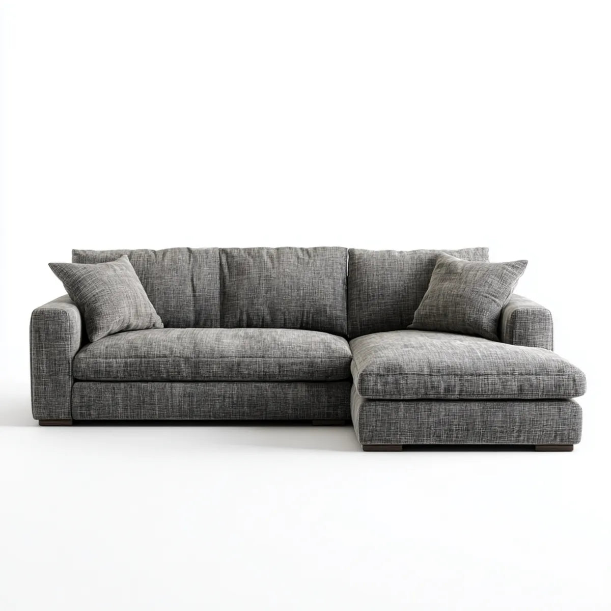 Sofa, Kanapa narożna z recyrkulatorem na prawej szarej pianki poliestrowej 260 x 160 cm prostokątna