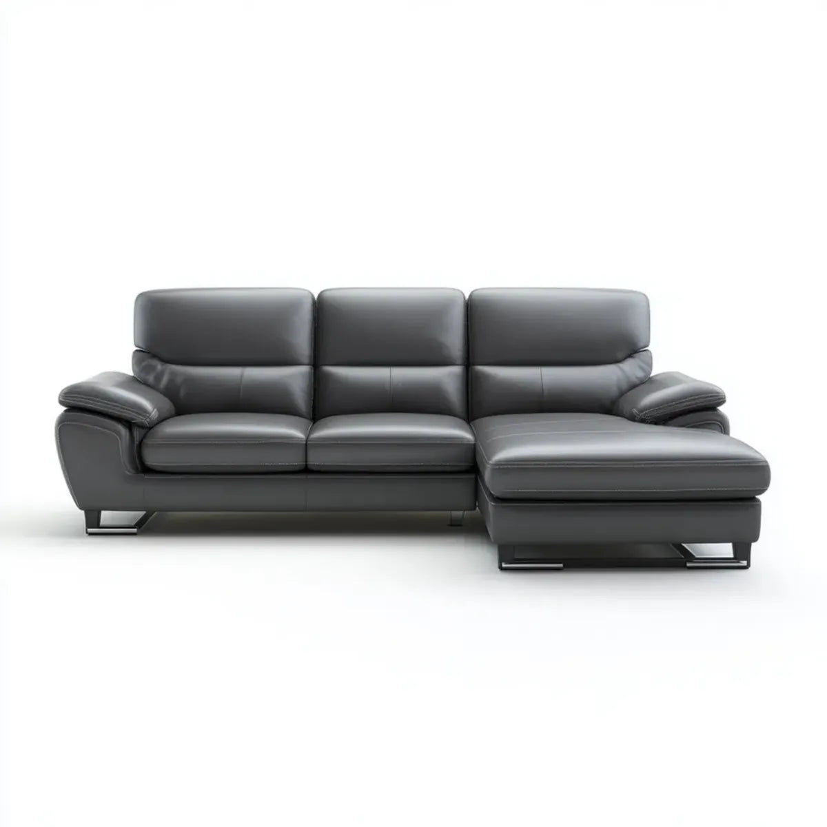 Sofa, narożna sofa 3-fotelik ciemnoszary PU sztuczna skóra kształt litery 270 x 165 x 92 cm