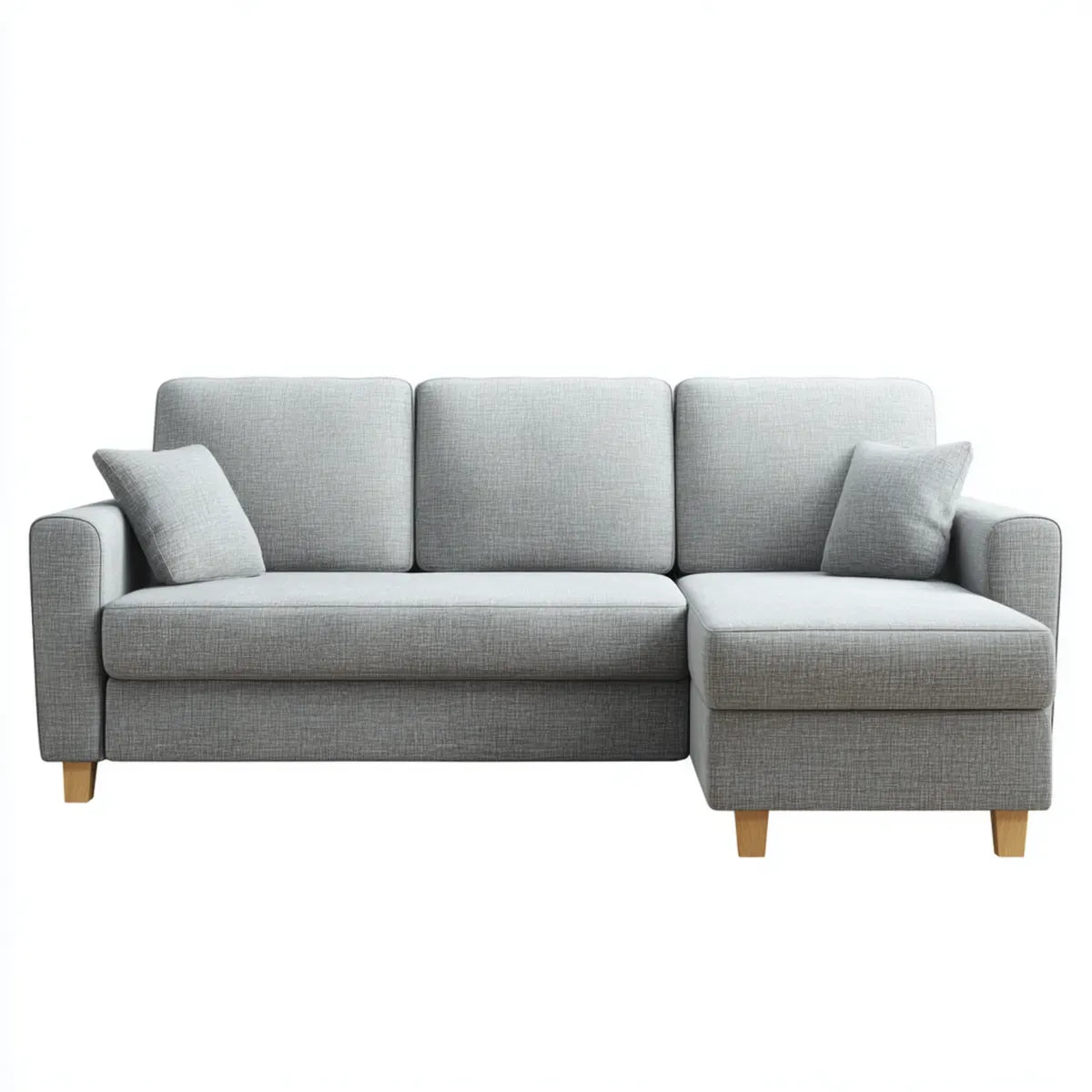 Sofa, Kanapa narożna z jasnoszarym dzbankiem 220 x 145 x 85 cm poliestrowy tkanina 3-osobowa kształt litery L
