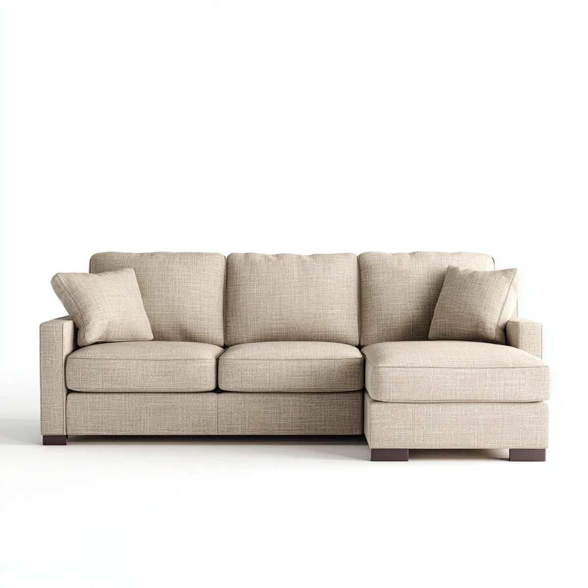 Sofa, Kanapa narożna z szezlongiem beige 240 x 155 x 85 cm poliestrowy kształt L