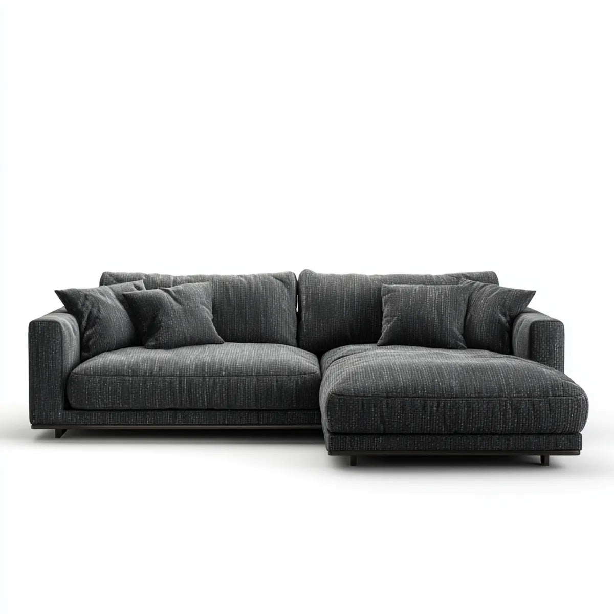 Sofa, Kanapa narożna z prawym recyrkulatorem Ciemny szary 260 x 160 x 85 cm poliester kształt litery L