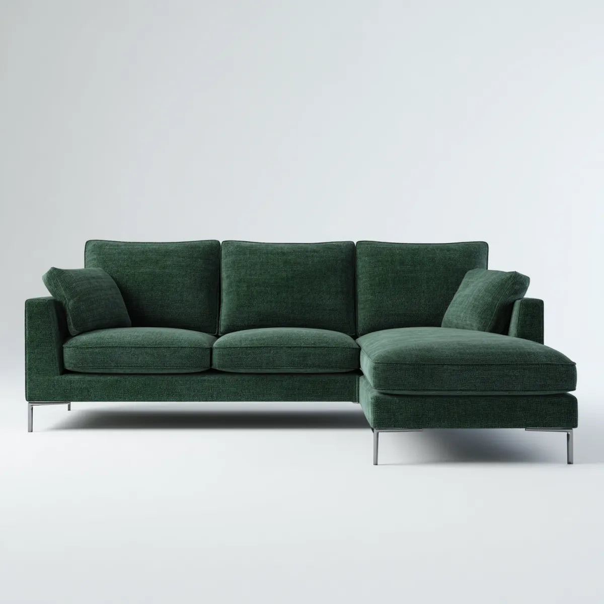 Sofa narożna kształt litery L zielony 280 x 160 cm poliester stal nierdzewna