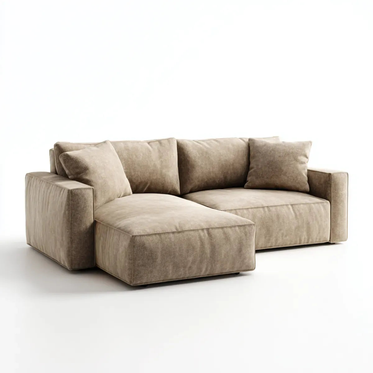 Sofa, Kanapa narożna z szezlongiem Taupe 250 x 160 x 85 cm Poliester- Velours kształt litery L