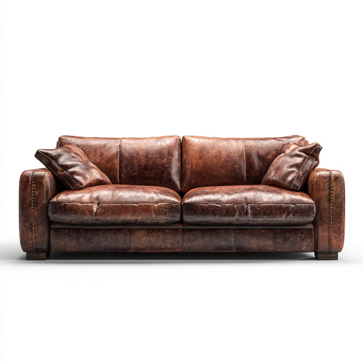 sofa 3-osobowa brązowa z PU sztucznej skóry prostokątnej 220 x 95 x 88 cm