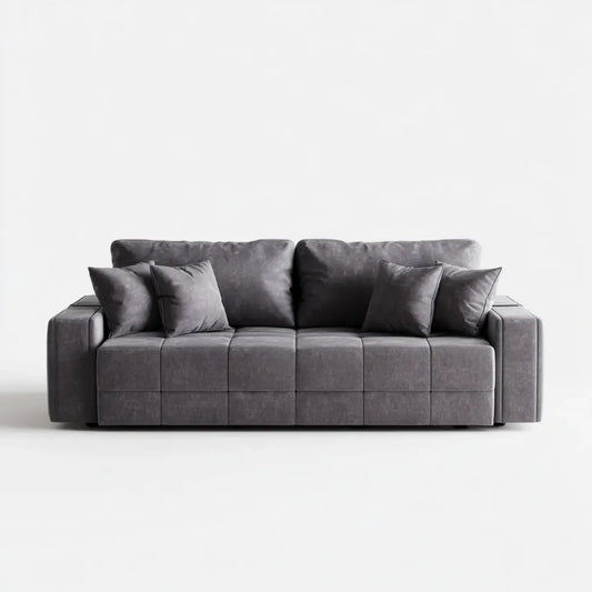 Sofa 3-osobowa Ciemnoszara 230 x 95 x 85 cm poliestrowy aksamit prostokątna