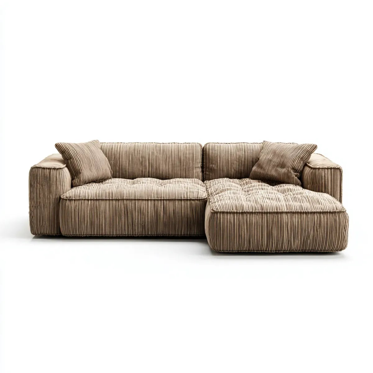 Sofa, Kanapa narożna z linką poliestrową szezlongiem beige 280 x 170 cm
