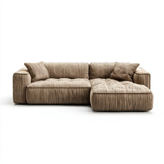 Sofa, Kanapa narożna z linką poliestrową szezlongiem beige 280 x 170 cm