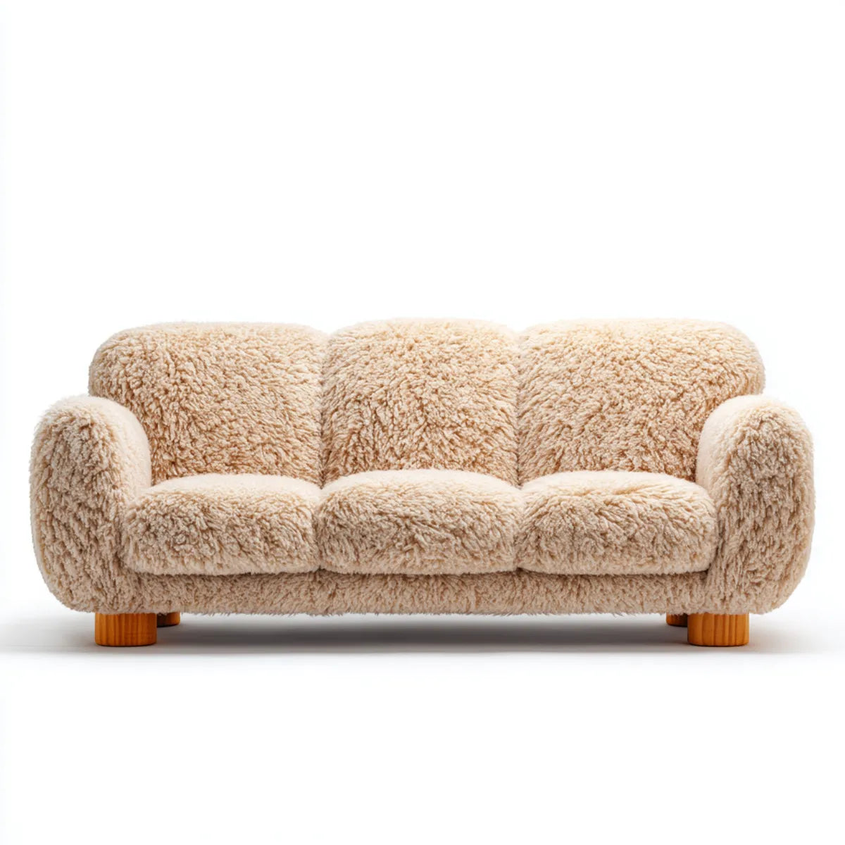 Sofa, 2-fotelikowa kanapa beżowa 160 x 85 x 78 cm z tapicerką poliestrową i drewnianymi nóżkami