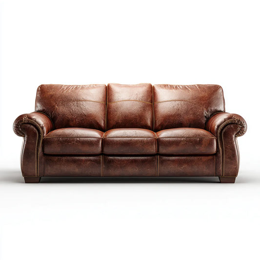 sofa 3-osobowa ciemnobrązowa wykonana ze sztucznej skóry PU prostokątna 210 x 92 x 90 cm