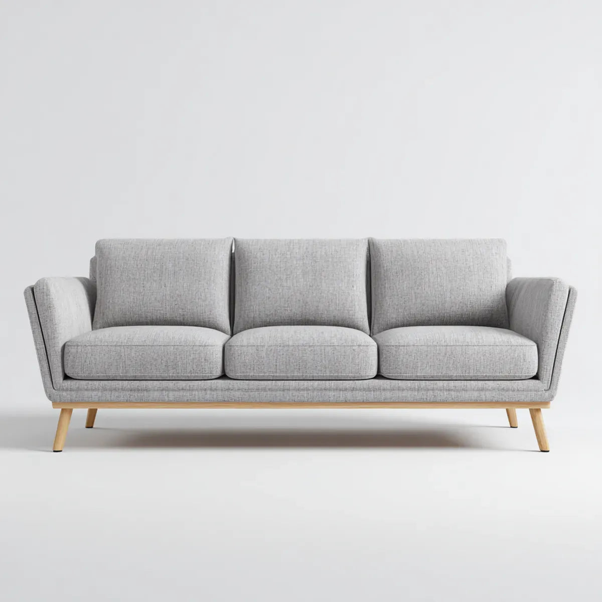 Sofa, 3-fotela fotelik sofa jasnoszary 210 x 86 x 85 cm tapicerka poliestrowa litego drewna ramka prostokątna
