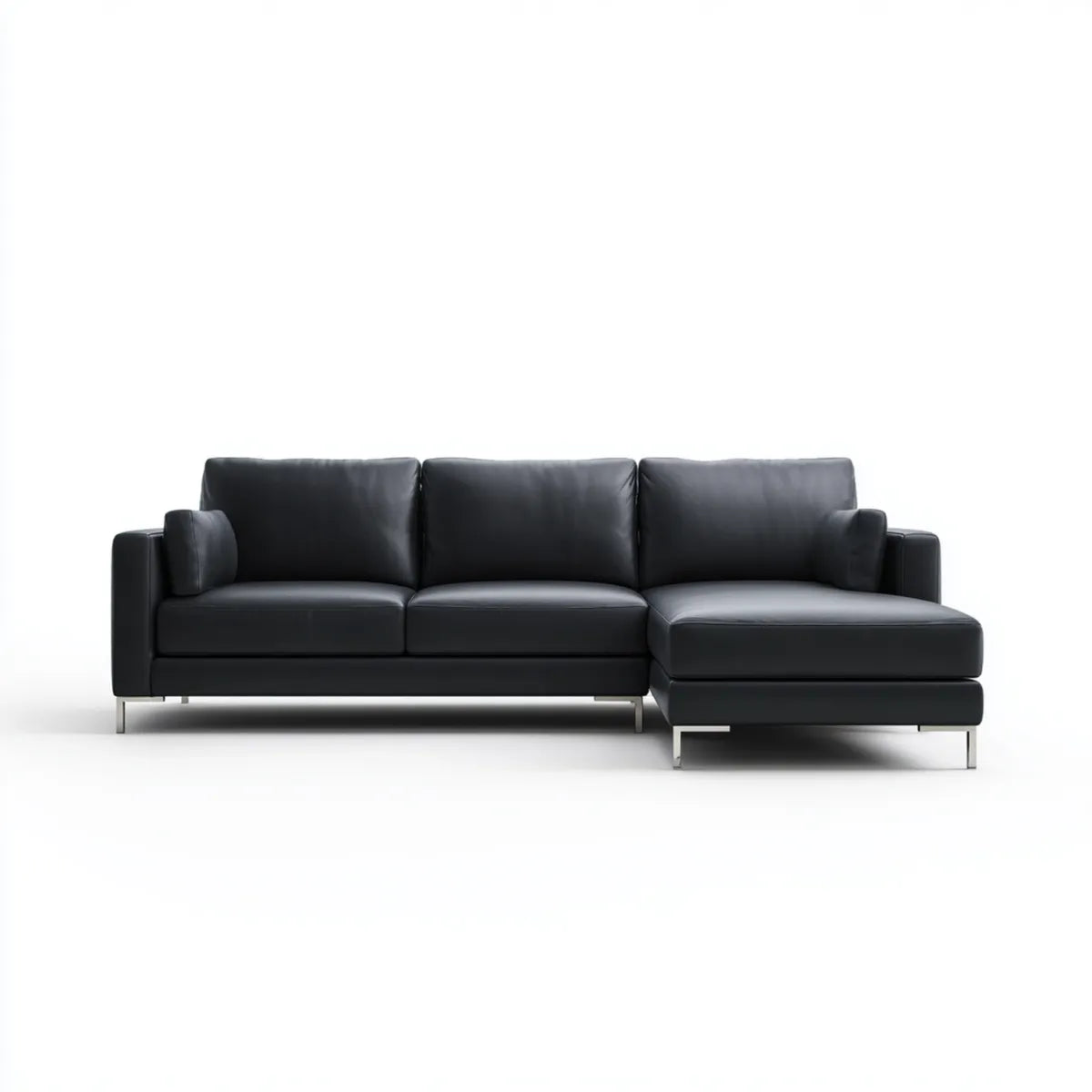 Sofa, Kolumna narożna z prawej strony czarny 260 x 165 x 85 cm PU sztuczna skóra kształt litery L