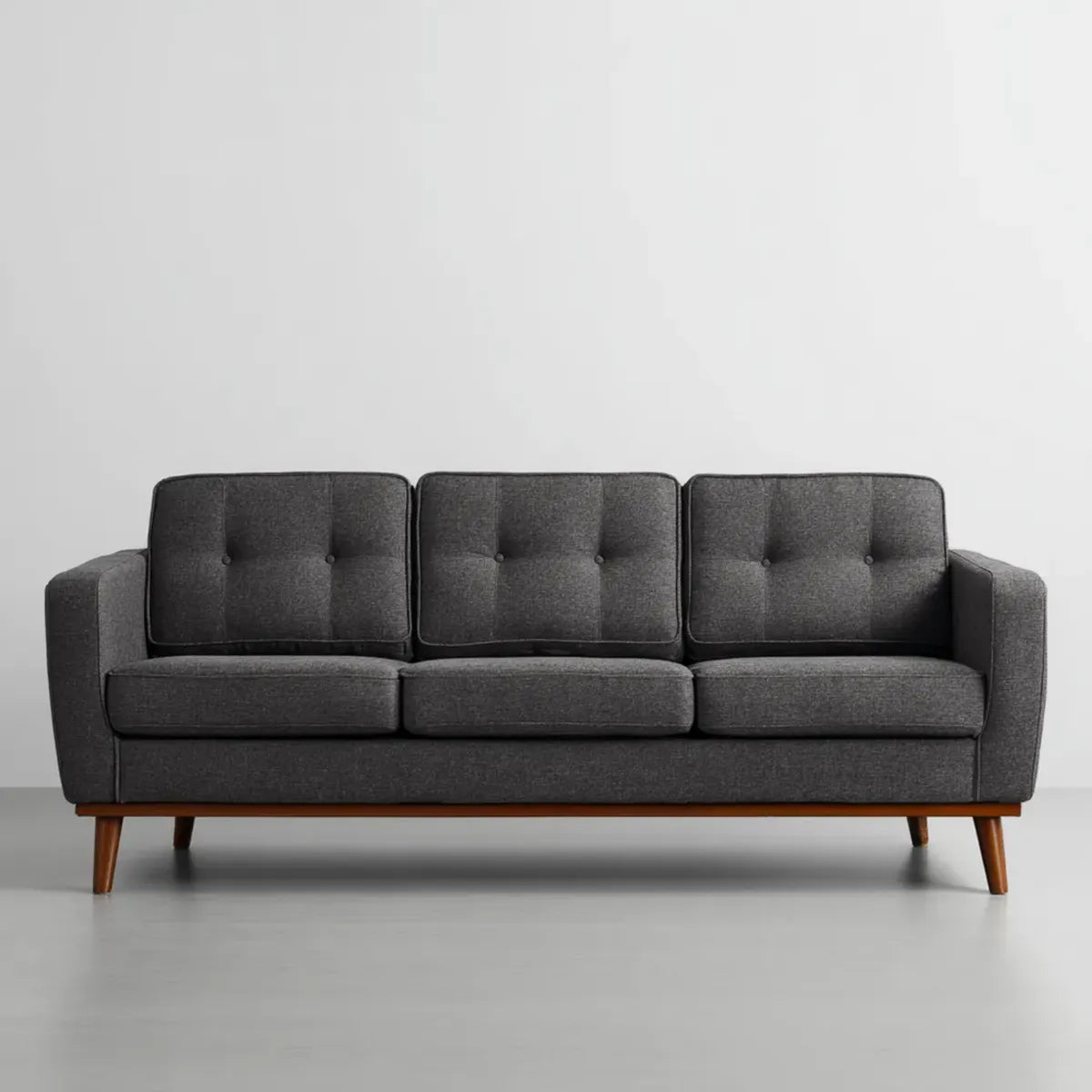 Sofa, 3-fotela Ciemny szary 200 x 85 x 85 cm poliester lite drewno prostokątne