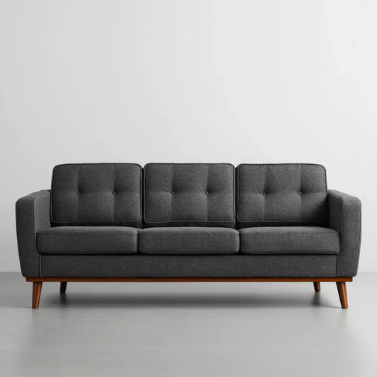 Sofa, 3-fotela Ciemny szary 200 x 85 x 85 cm poliester lite drewno prostokątne