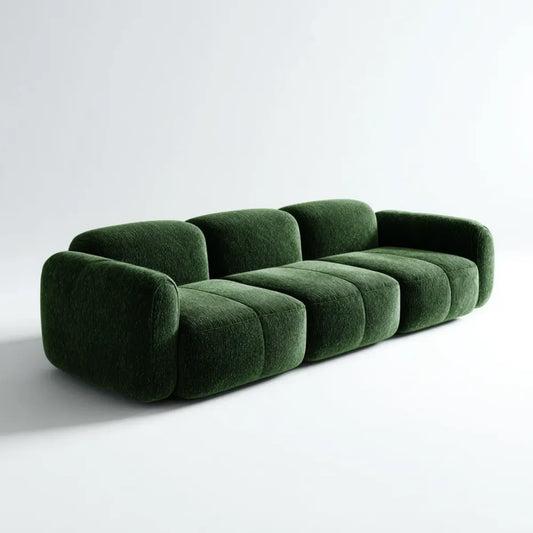 Sofa 3-osobowa zielona 230 x 98 x 72 cm poliester- chinealowy zaokrąglony kształt