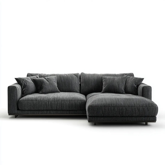 Sofa, Kanapa narożna z prawym recyrkulatorem Ciemny szary 260 x 160 x 85 cm poliester kształt litery L