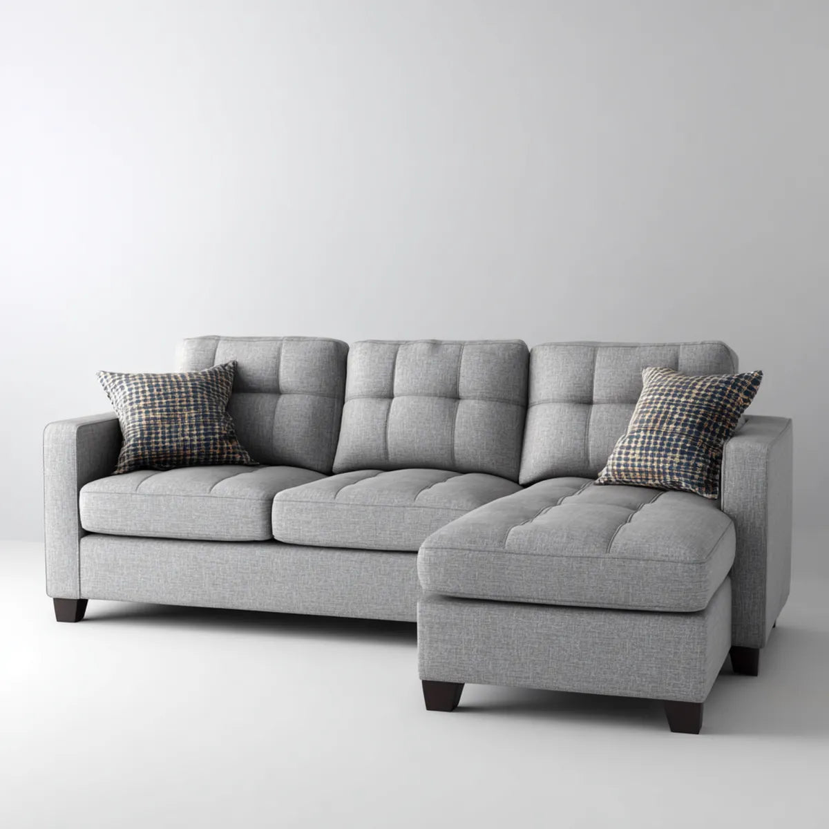 Sofa, Kanapa narożna z szarym dzbankiem 250 x 160 x 88 cm pianka poliestrowa