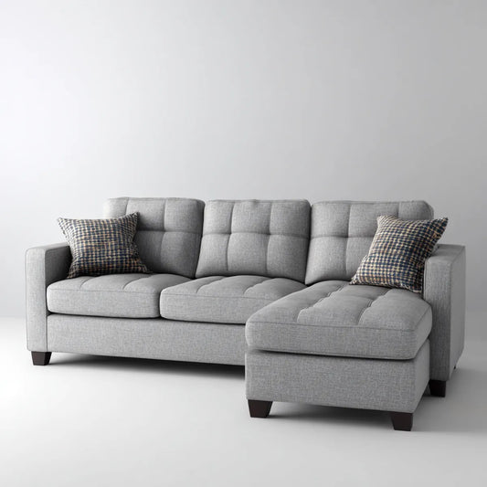 Sofa, Kanapa narożna z szarym dzbankiem 250 x 160 x 88 cm pianka poliestrowa