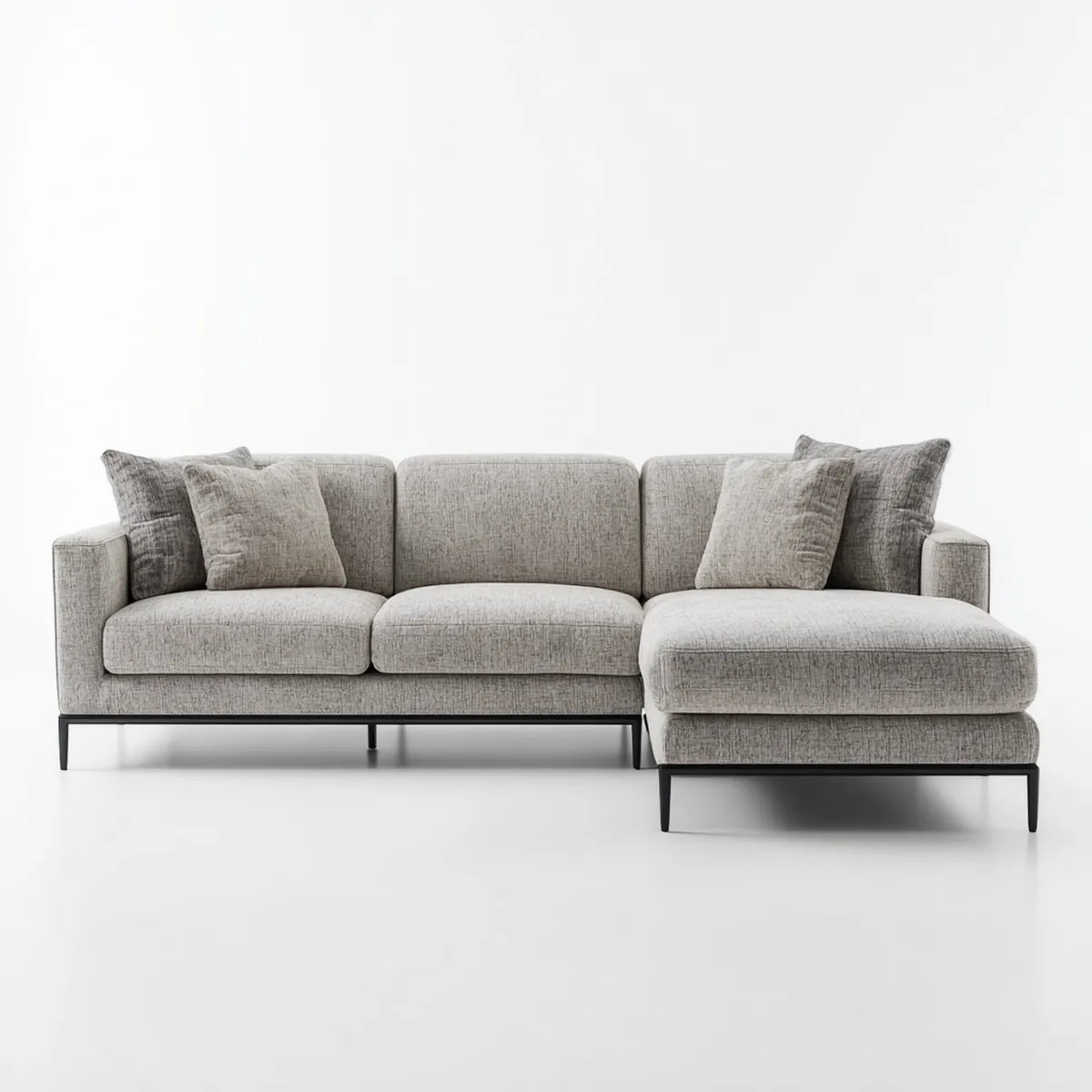 Sofa, Rożna sofa z prawego rekamera 280 x 165 x 85 cm ramka ze stali poliestrowej L-shape