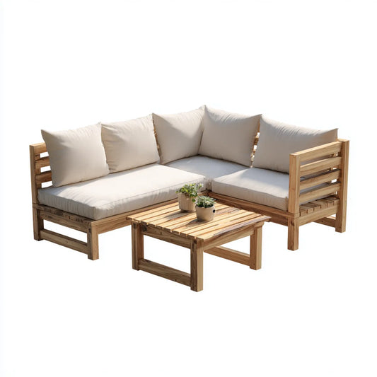 Sofa ogrodowa, 3 części narożnik meble ogrodowe w litej acacia 180 x 180 cm