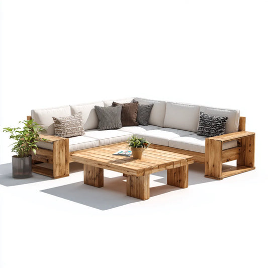 Sofa ogrodowa, 3 części narożniki meble ogrodowe w akacji z poduszek 250 x 250 cm