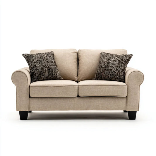 Sofa, 2-fotela beżowa 145 x 85 x 88 cm poliester prostokątna