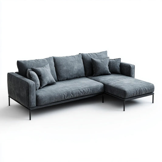 Sofa, Kanapa narożna z ciemnoszarym zwrotnikiem 250 x 160 x 85 cm ze stali poliestrowej o kształcie litery L