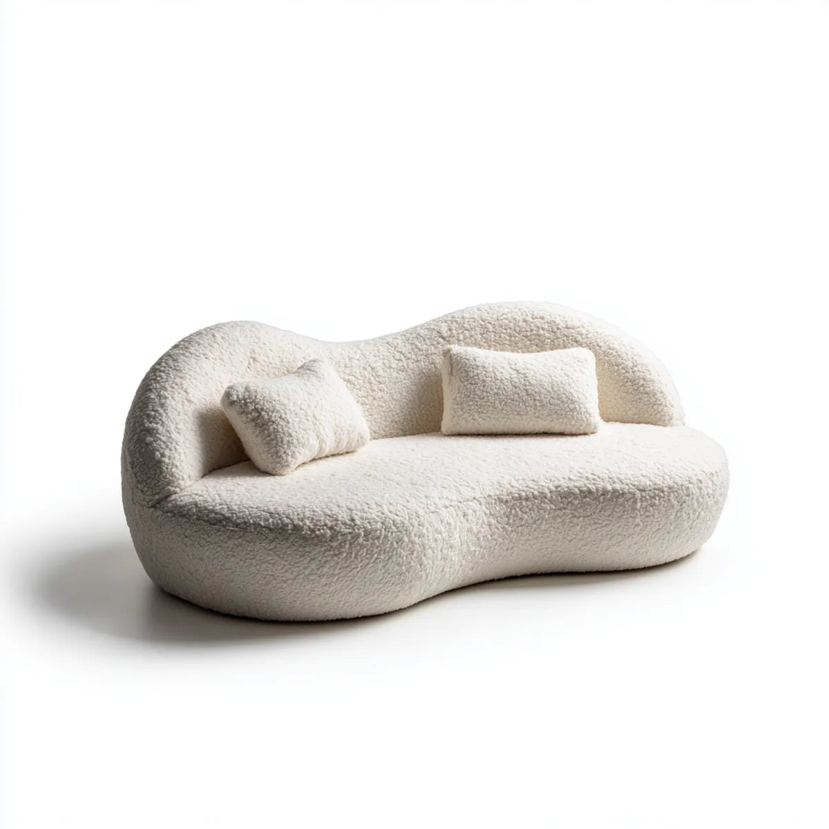 sofa 2-osobowa śmietana biały 170 x 95 x 75 cm poliestrowy bule organicznej postaci