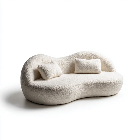 sofa 2-osobowa śmietana biały 170 x 95 x 75 cm poliestrowy bule organicznej postaci